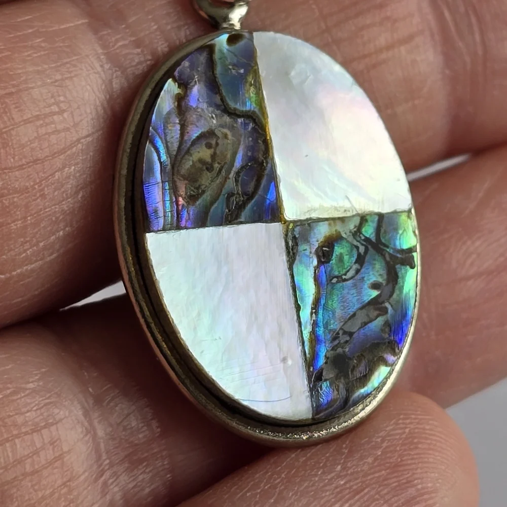 Vintage Pendant Southwestern style charm mother of pearl shell boho